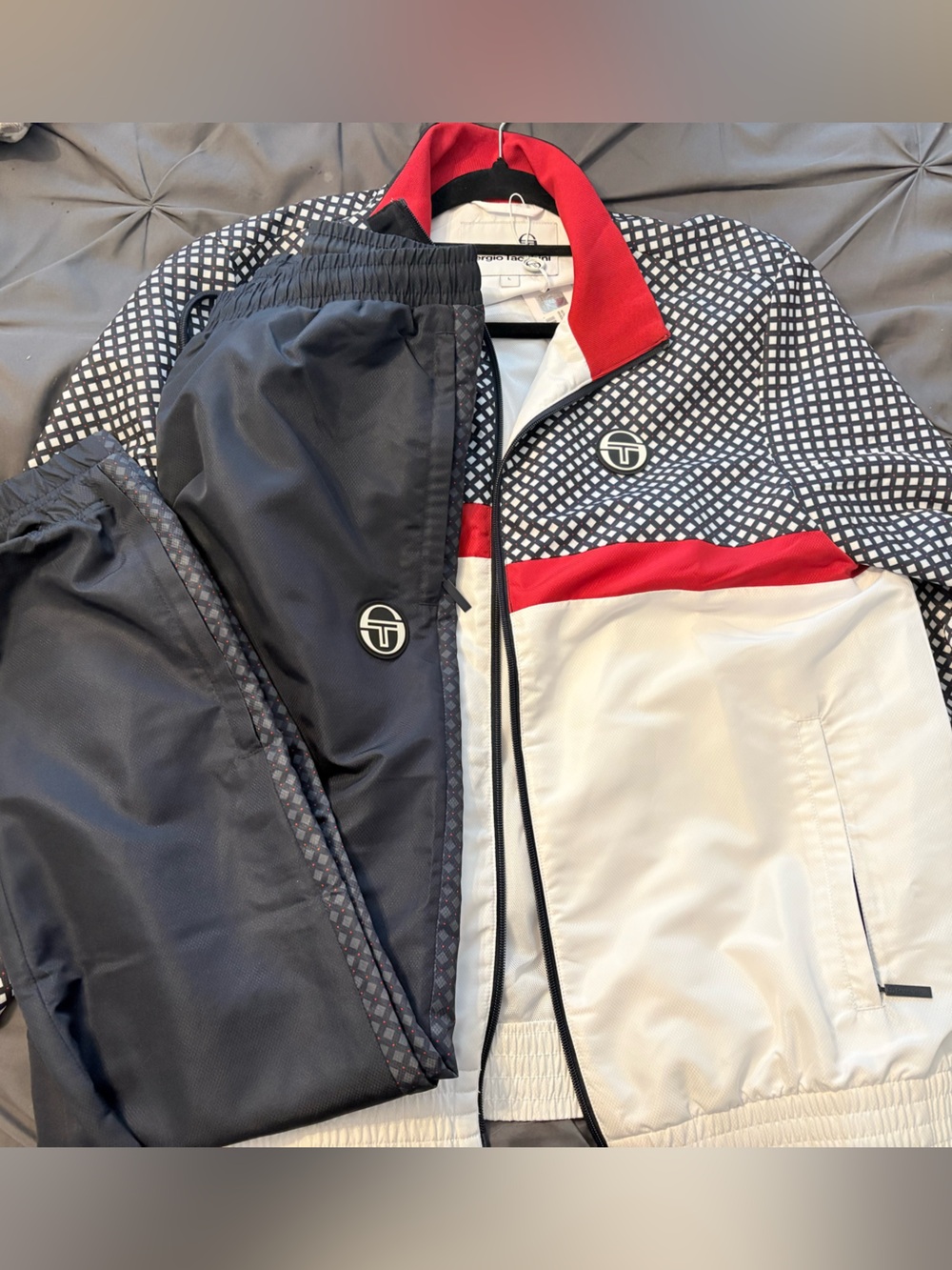 Sergio Tacchini White Jacket with Navy & Red Accents
